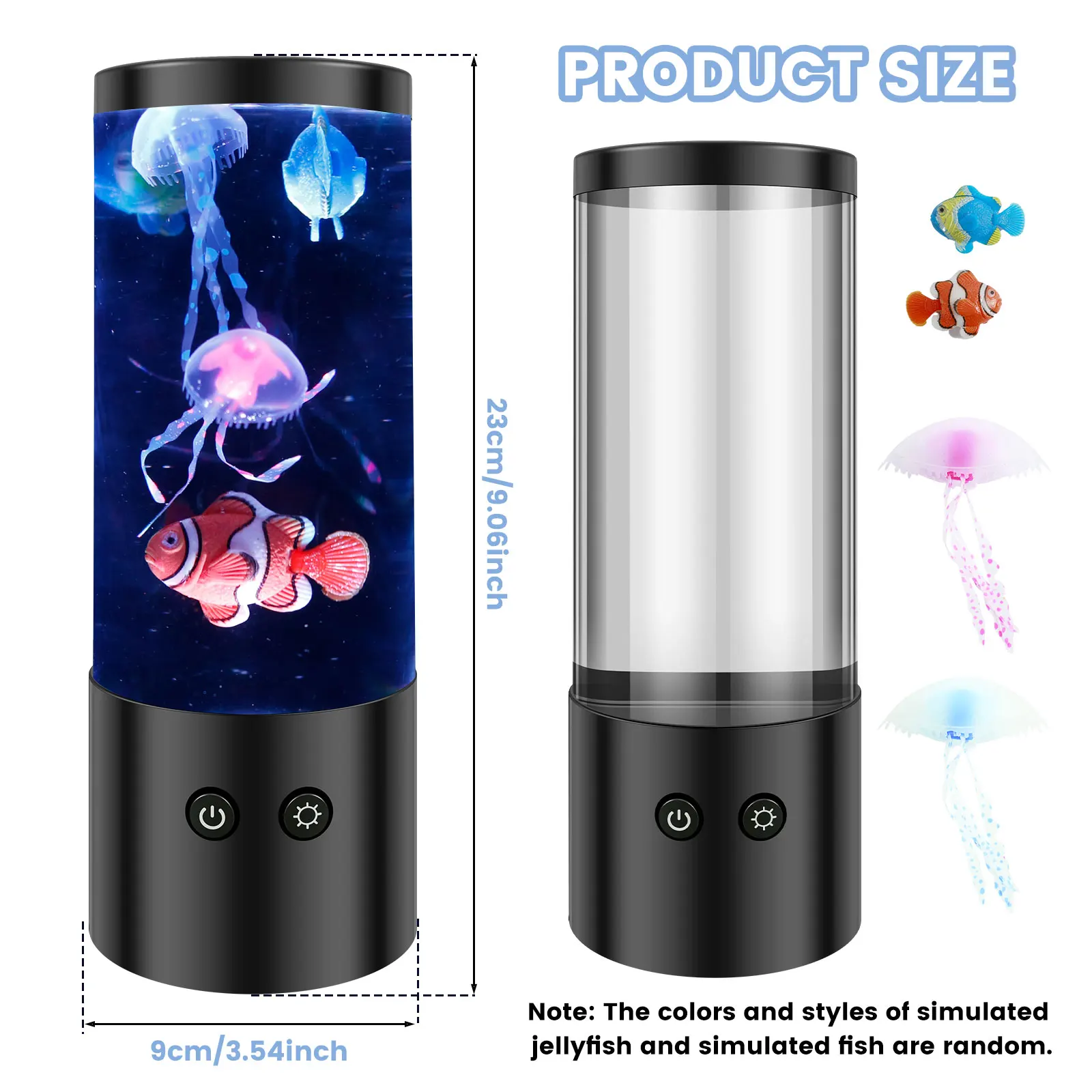 Jellyfish Lamp Rechargeable Decorative Aquarium Night Light LED Jellyfish Lamp Bedroom Nightlight for Office Room and Home Decor