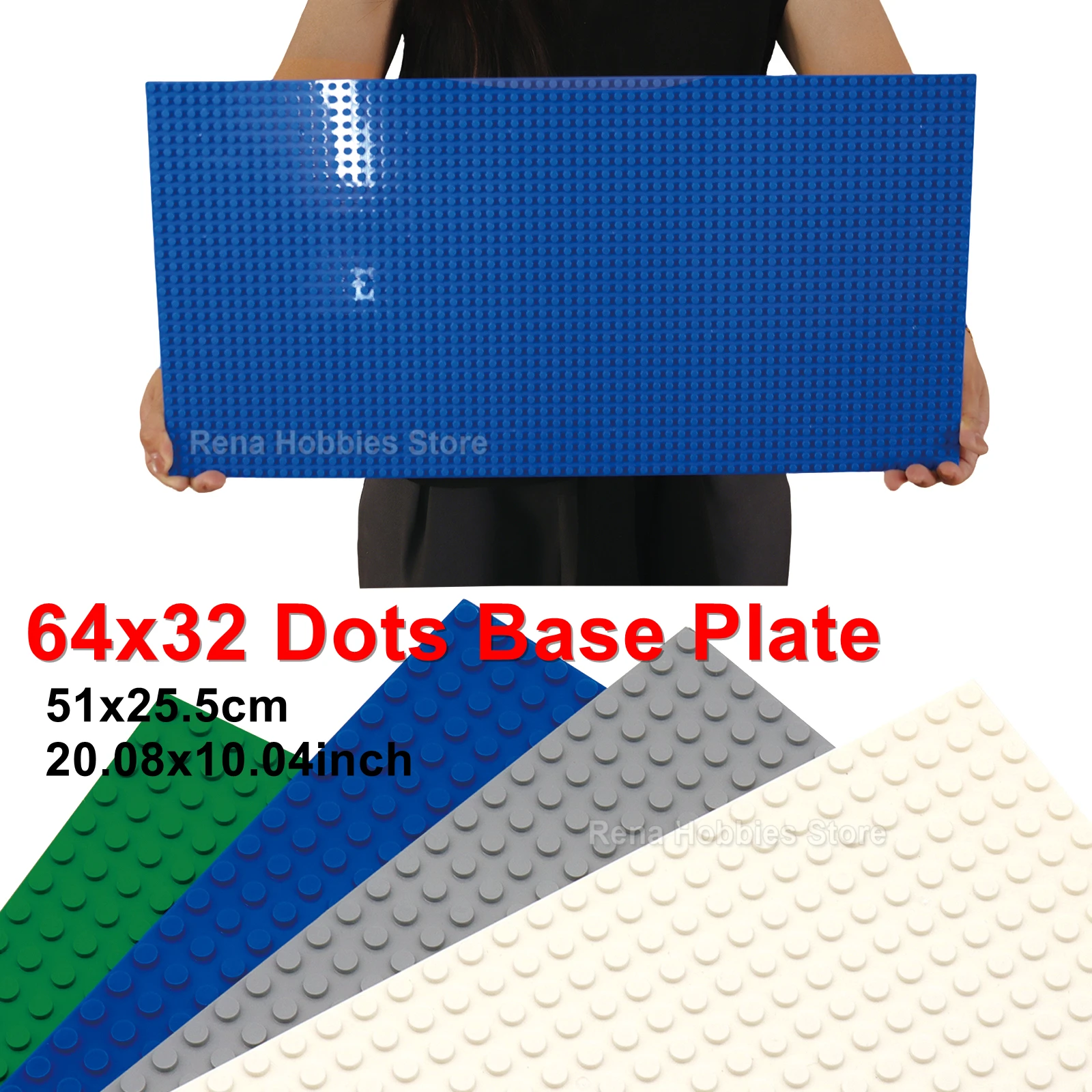 3PCS 32x64 Dots Baseplate DIY Assembled Small Building Blocks Classic Bricks Base Plate for MOC City Figures Construction