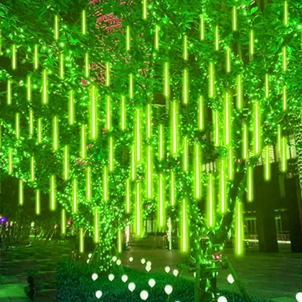 thumbnail image 1 of Guirnalda de luces LED de lluvia de meteoritos con 8 tubos, enchufe de EE. UU. y UE, decoración de calles, guirnalda de hadas, luces navideñas para bodas, iluminación exterior, 1 of 5