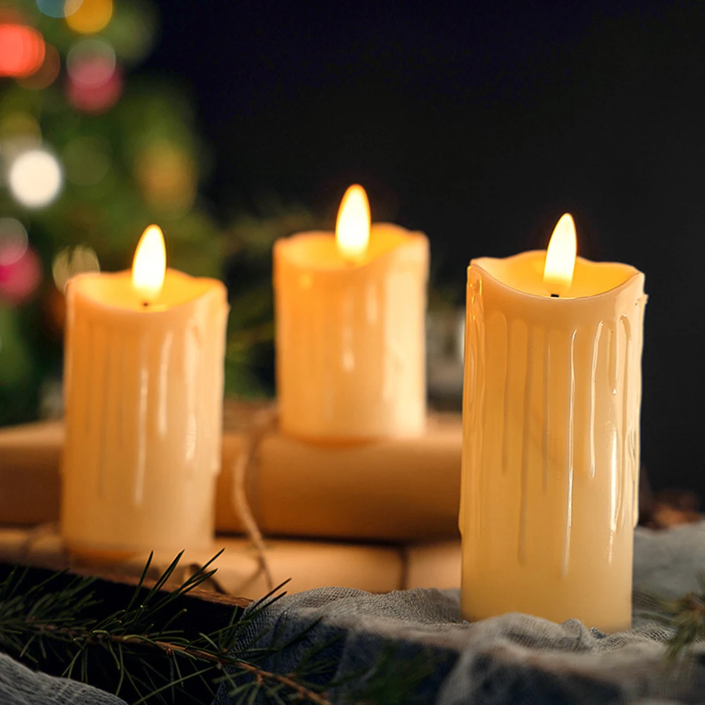 5cm Flickering Light Battery Operated Decorative Candles Home Decoration Simulation Flickering Pillar Candles for Party Festive