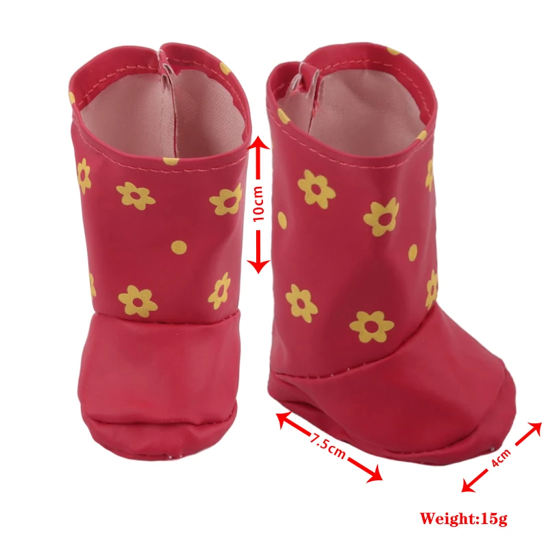 7Cm Doll Boots Pink Leather Cloth Denim Shoes Sneakers Fit 18 Inch American Doll&43cm Baby New Born Doll Girl`s Accessories Toy