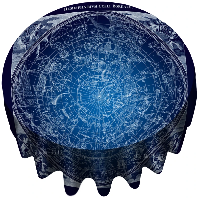 

Bule Antique Zodiac Map Astrological Celestial Of The Northern Hemisphere Round Tablecloth By Ho Me Lili Tabletop Decor