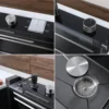 29.5 Inch Digital Display Embossed Nano Black Raindance Waterfall Sink with Pressurized Cup Washer and Waterfalls Smart Digital 4