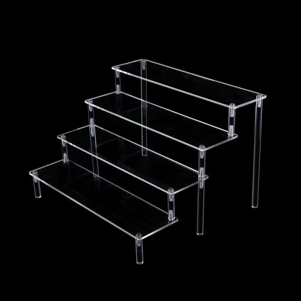 1-5 Tier Acrylic Display Stand Durable Display Rack For Cupcake Perfume Doll Transparent Trapezoidal Blind Box Storage Shelf 4