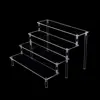 1-5 Tier Acrylic Display Stand Durable Display Rack For Cupcake Perfume Doll Transparent Trapezoidal Blind Box Storage Shelf 4