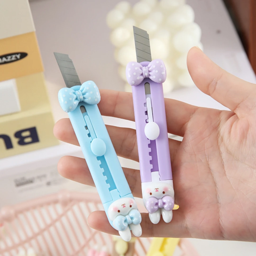 버니 유틸리티 나이프 효율적인 귀여운 박스 커터 학생용 문구 나이프 사랑스러운 미니 종이 커터 사무실 핸드북 종이용