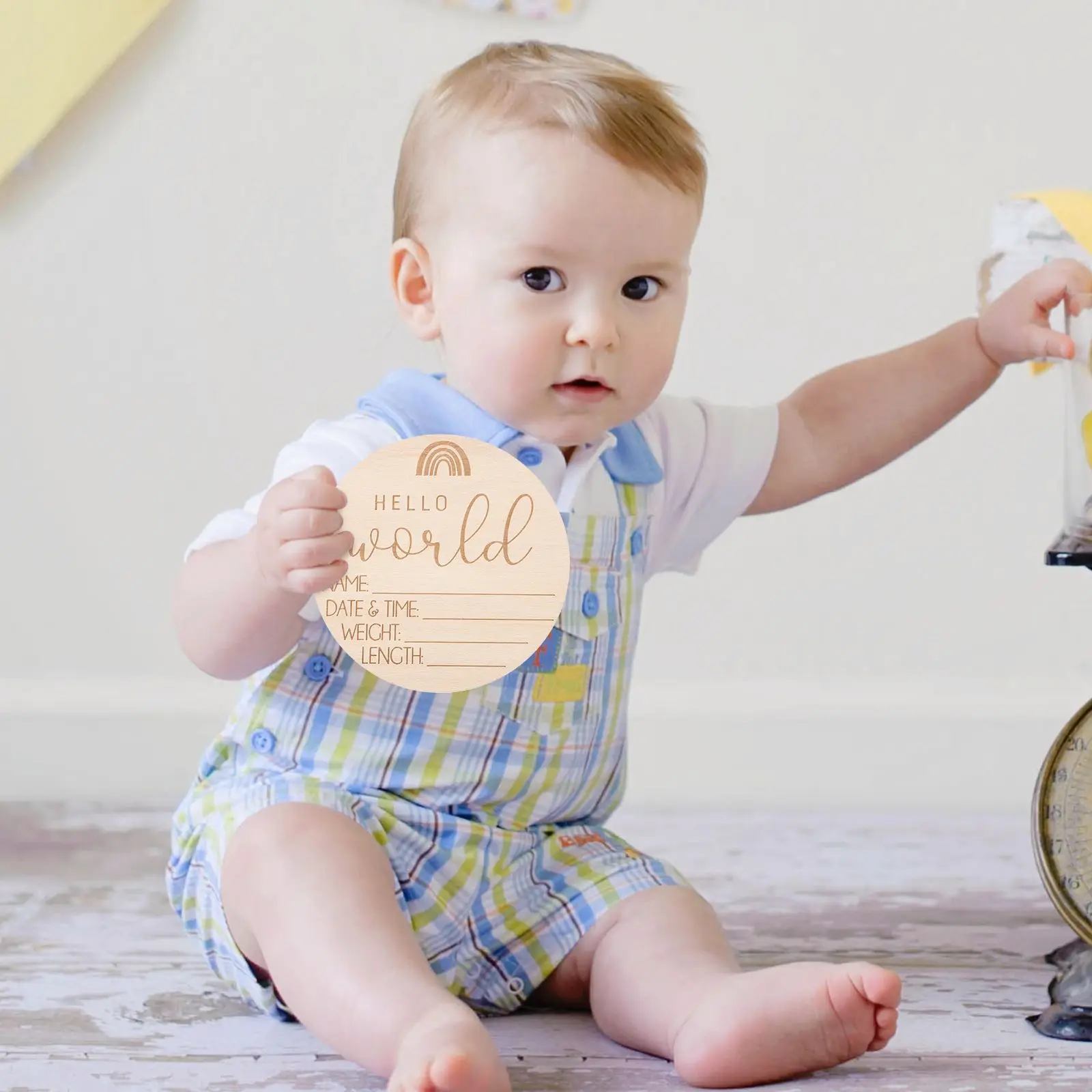 5 Pcs Baby Name Sign Wood Nursery Newborn Cards Signs Shower Gift Hospital Announcement Birth Photo Prop for