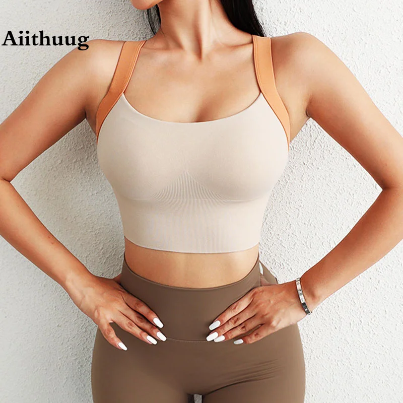 Knit Top Open Back Womens Sport Bra Breathable Bras Seamless Sports Bras  For Women Fitness Yoga Bra Crop Tops Active Wear - AliExpress