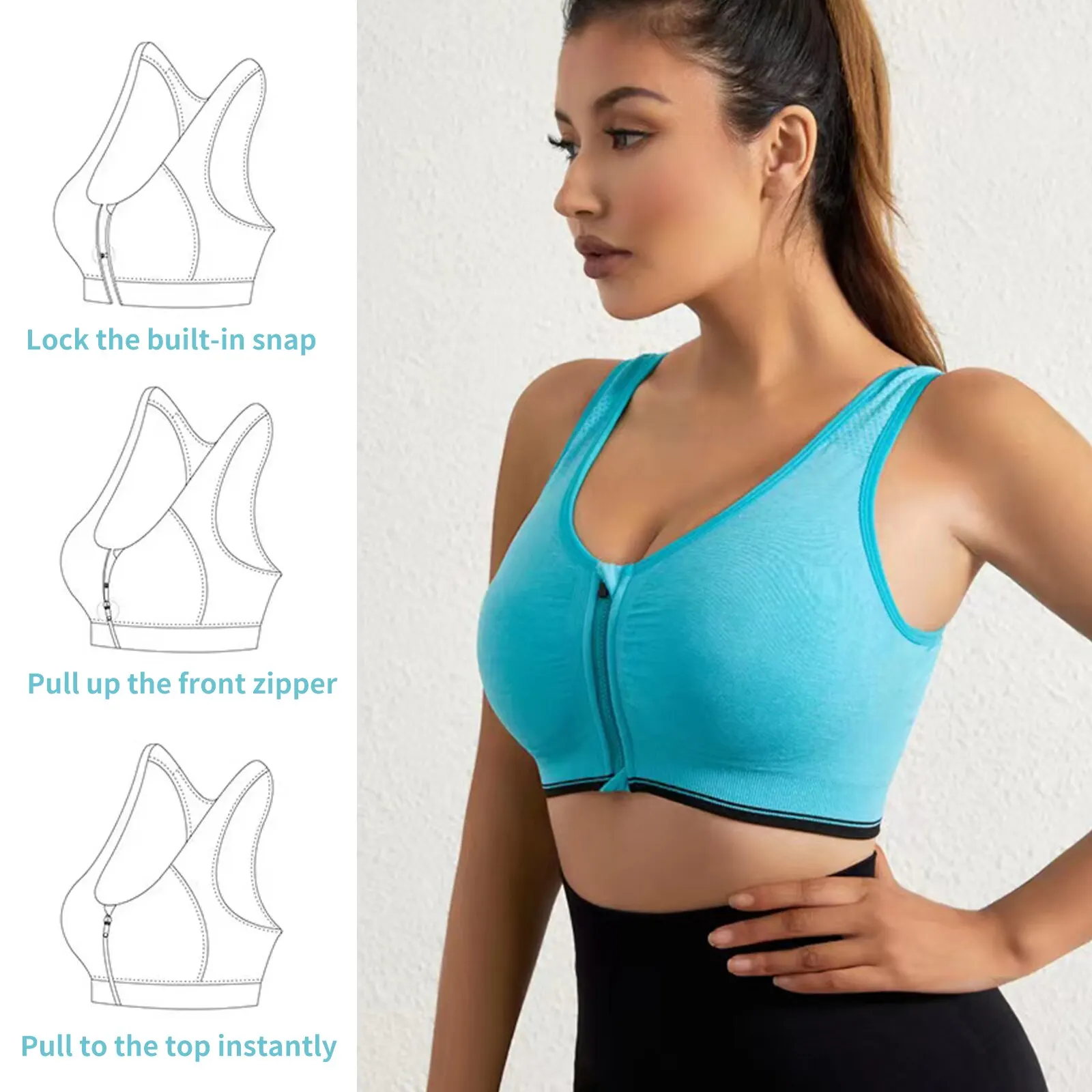 Women Seamless Bra Underwear Camisole Crop Top Free Size Front Zipper Breathable Sports Fitness Yoga Casual