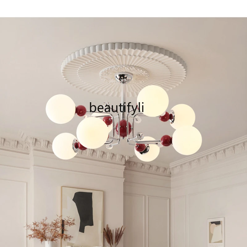 

Mid-Ancient Chandelier French Entry Lux Glass Bedroom Living Room Dining Room American Style