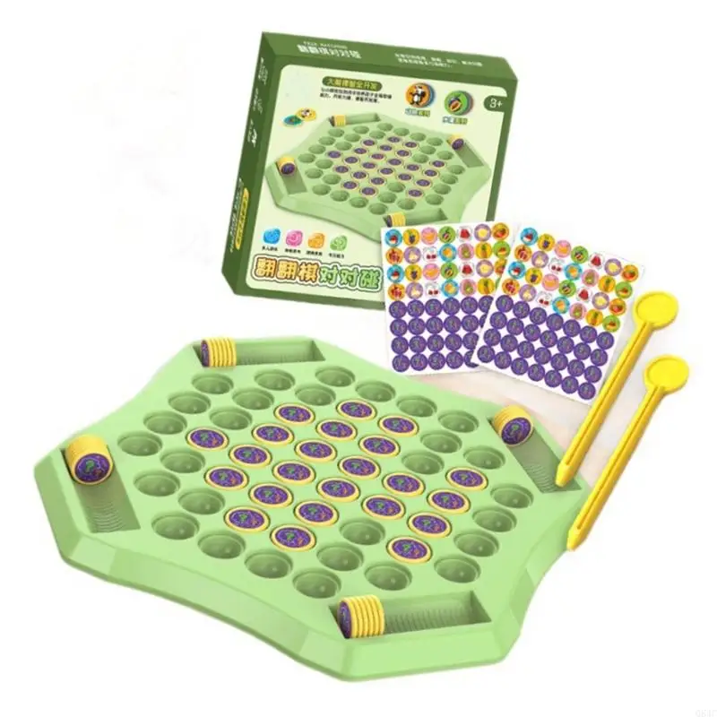 Q84C Animal Fruit Flipping Chess Cognitive Memory Board Game Parent-Child Interactive Toy Memory Chess Over Card Board