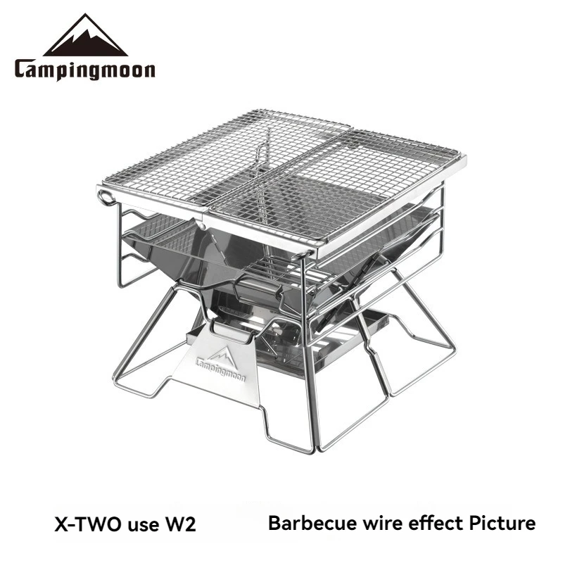 CAMPINGMOON Barbecue Grill Food Grade 304 Stainless Steel Barbecue Mesh Straight Mesh Plate Grill