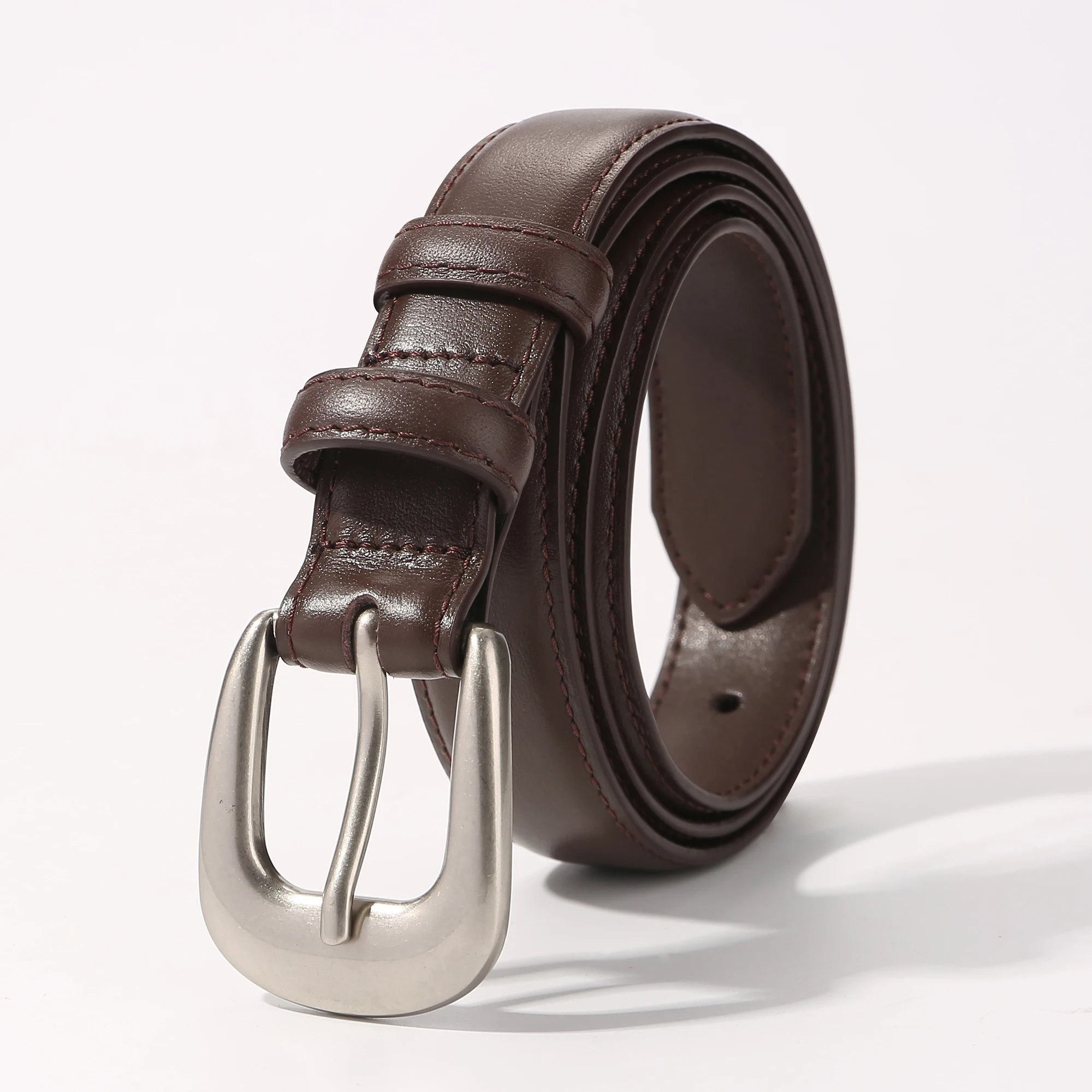 Women's Fashion Suede Leather Belt with Silver Buckle