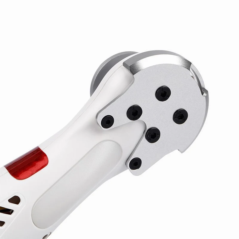 Détail des supports moteur du kit de protection pour DJI Phantom 2 3, avec vis de fixation et matériau renforcé anti-fissure.