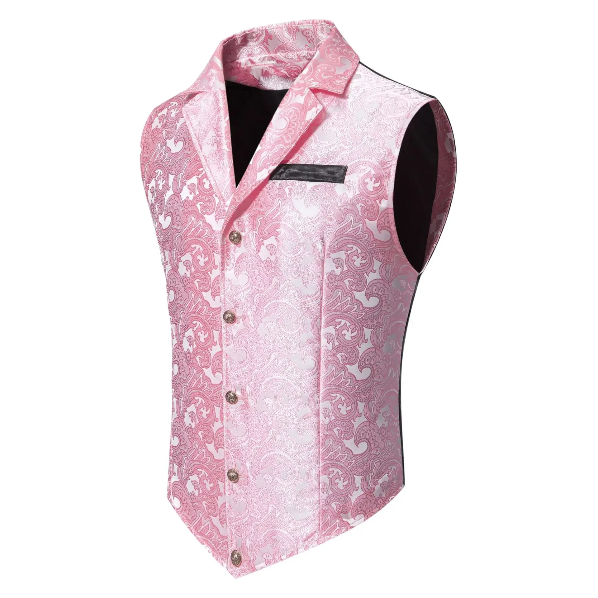 Blue Jacquard Fabric Men's Sleeveless Vest Coat Wedding/Party/Stage Performance Dress Vests Green Red Pink Black White Waistcoat dress vests