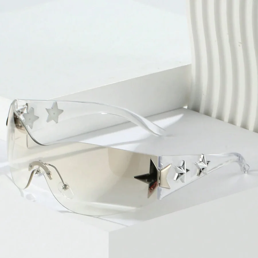 Large Frame Star Wrap Around Fashion Sunglasses - Y2K Style Summer Party Eyewear