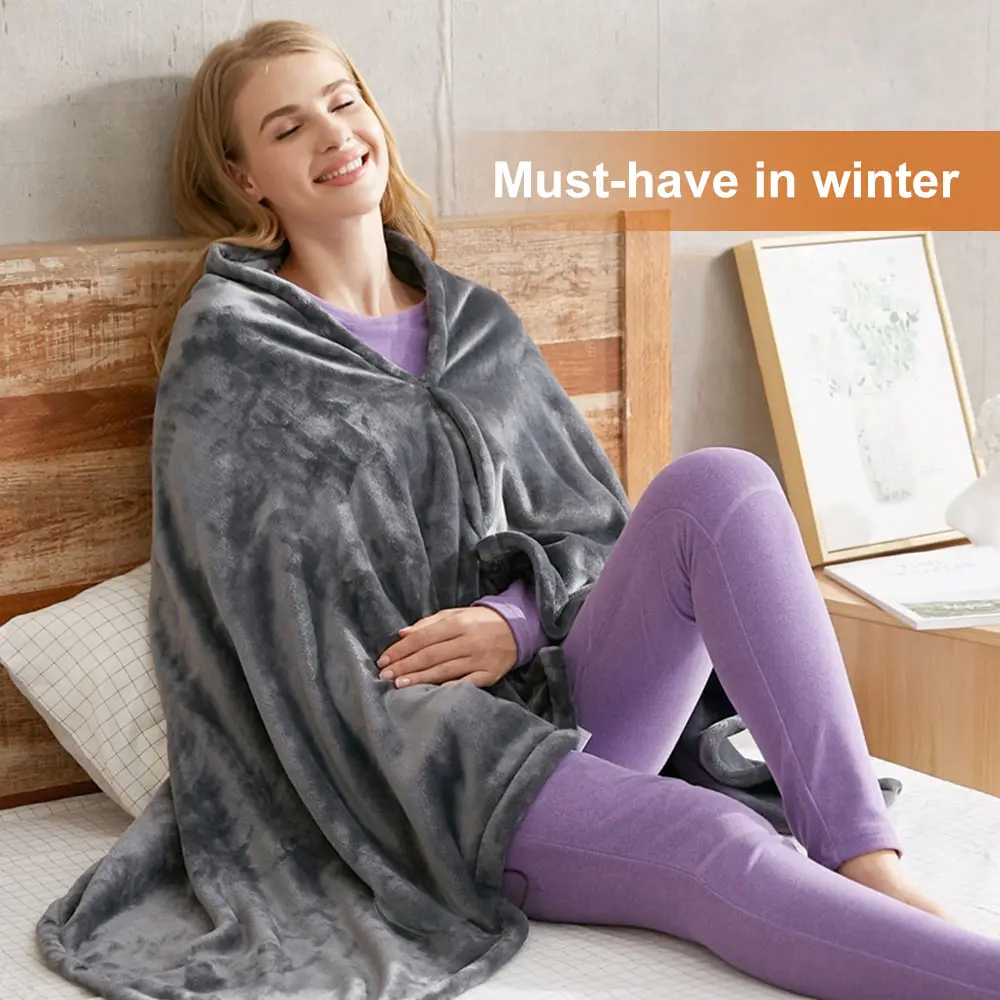RayoLife Cordless Heated Blanket – Portable Battery Operated Throw With Rechargeable Pack, Far Infrared Heat, Soft Faux Rabbit Fur For Home, Office, Travel, Camping