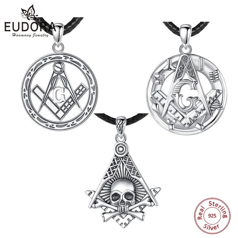 ONEFINITY Collana Massonica Uomo In Argento 925 Con Ciondolo Abalone, Gioiello Massonico In Confezione Regalo