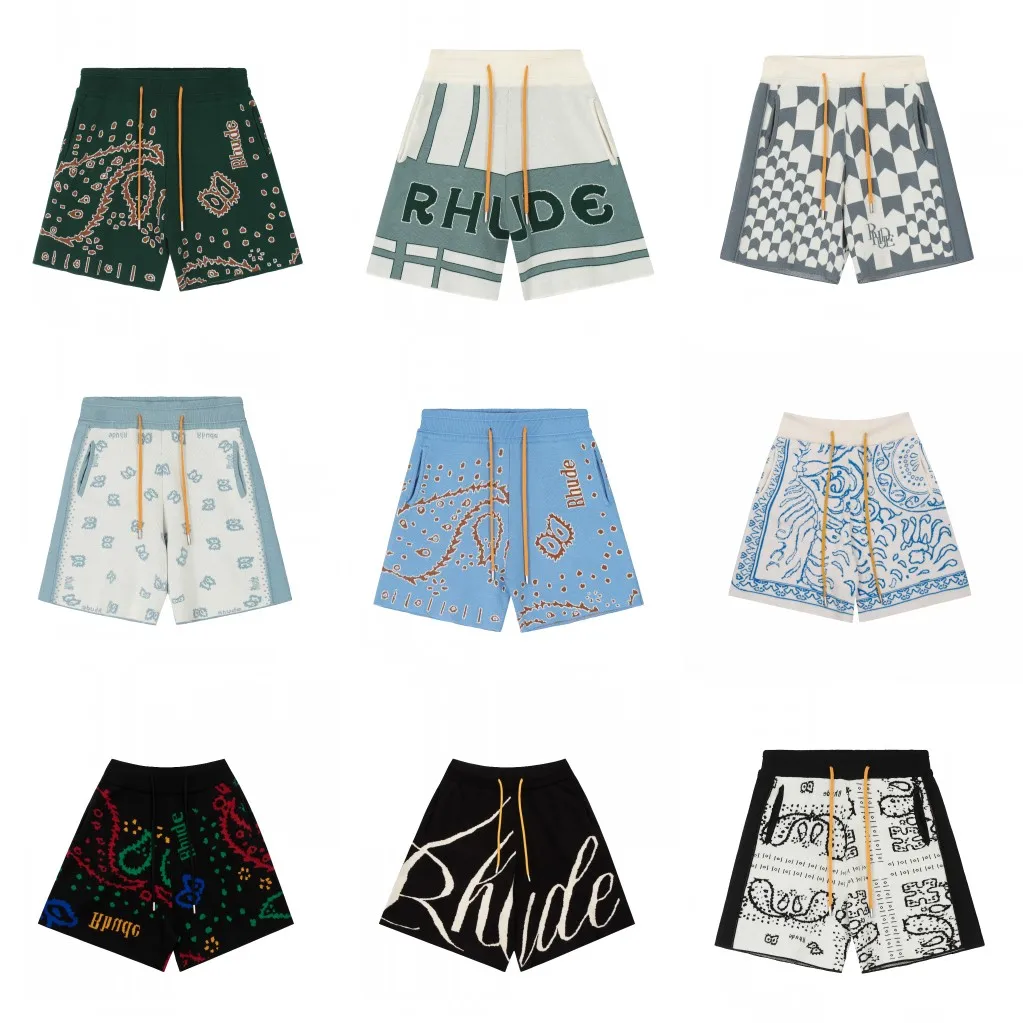 

2023 New Jacquard Knitted Elastic Waist Shorts Loose Breeches Men Women Top Version High Quality Drawstring Shorts