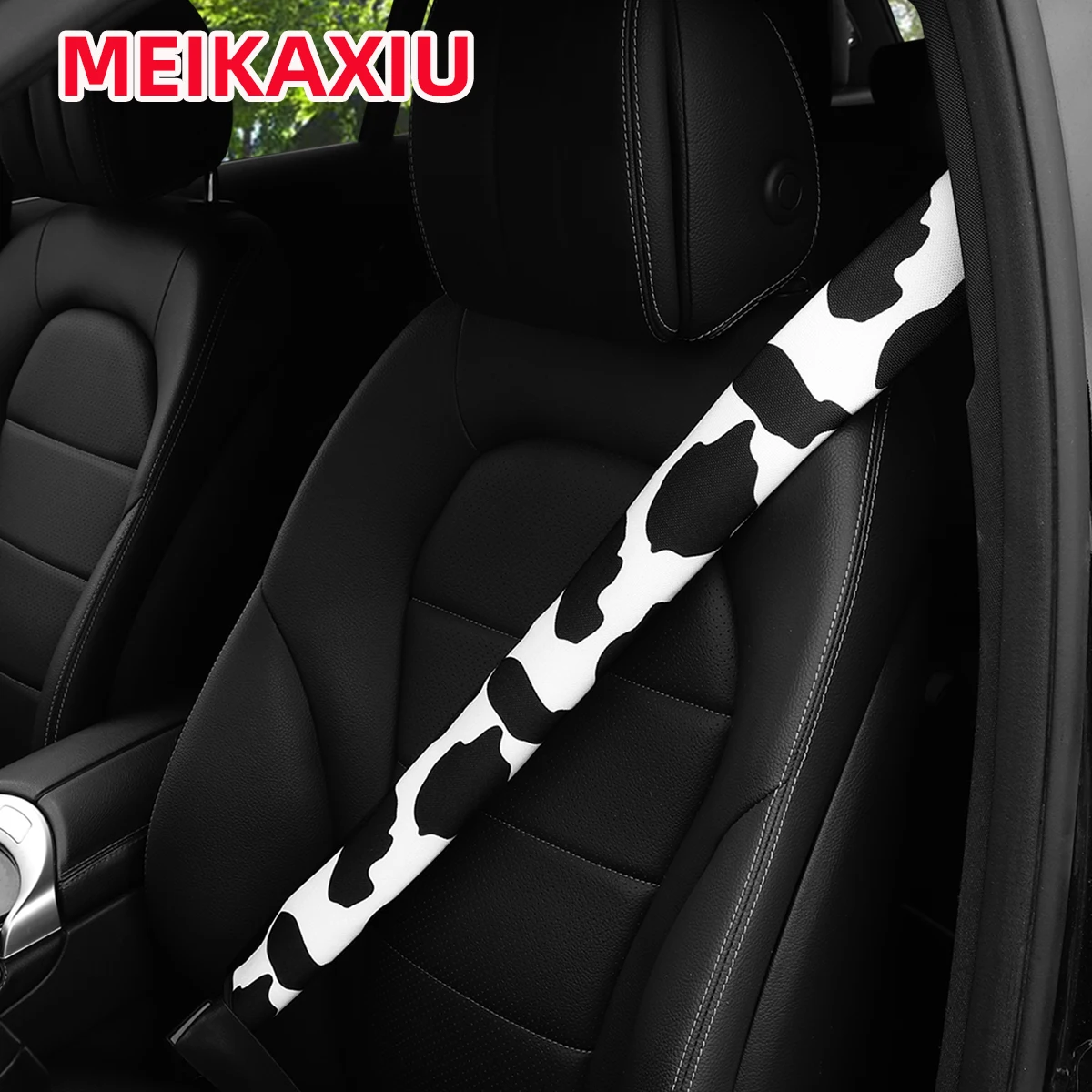 암소 프린트 원단 편안한 따뜻한 플러스 긴 자동차 어깨 보호대, 75cm, 29.5 인치, 자동차 인테리어 용품, 1 신제품