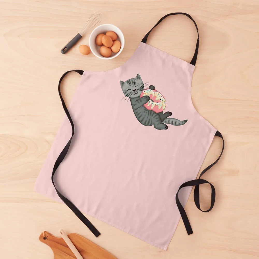 

Kitten Loves Donut Apron Kitchen Novel Kitchen Accessories Kitchen Accessories 2022 For Girl For Women Apron