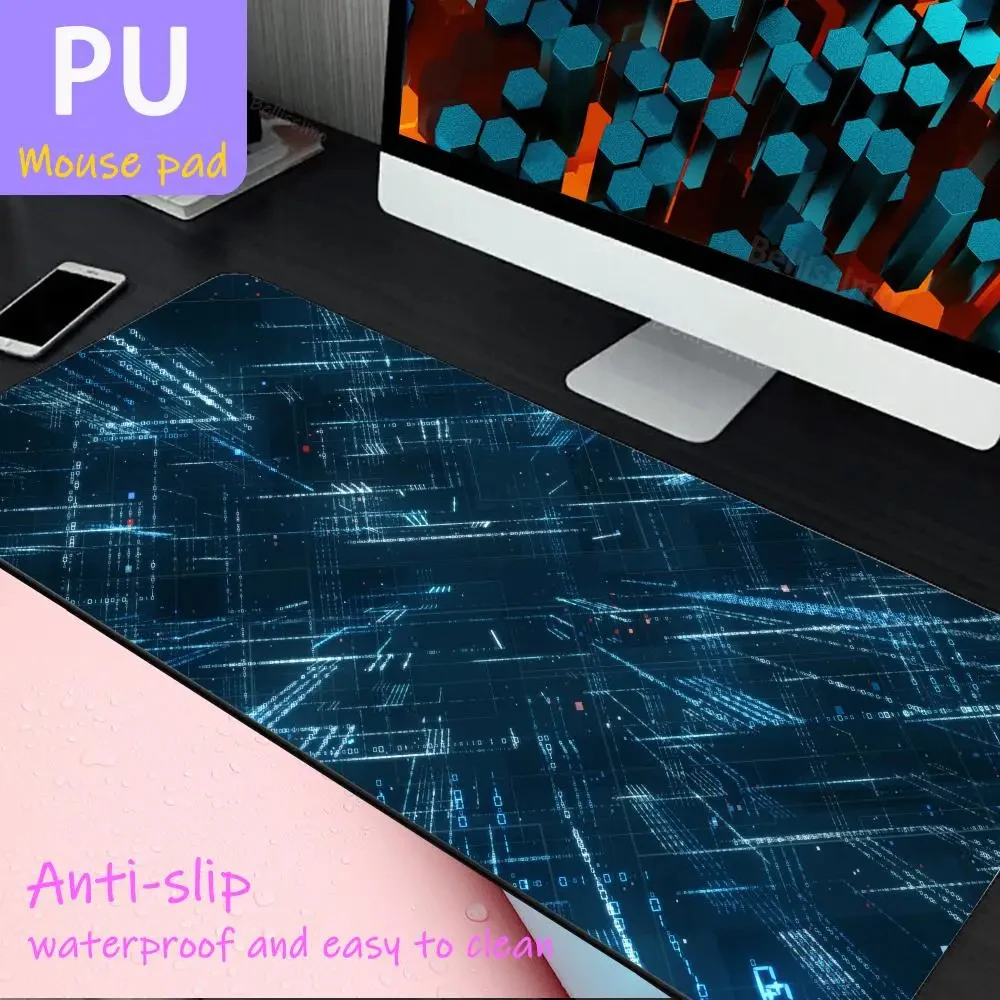 

Matrix Binary Code Mouse Pad Desk Pad Digital Technology Security Large Leather PU Mouse Pad Desk Pad Office Carpet Computer Des