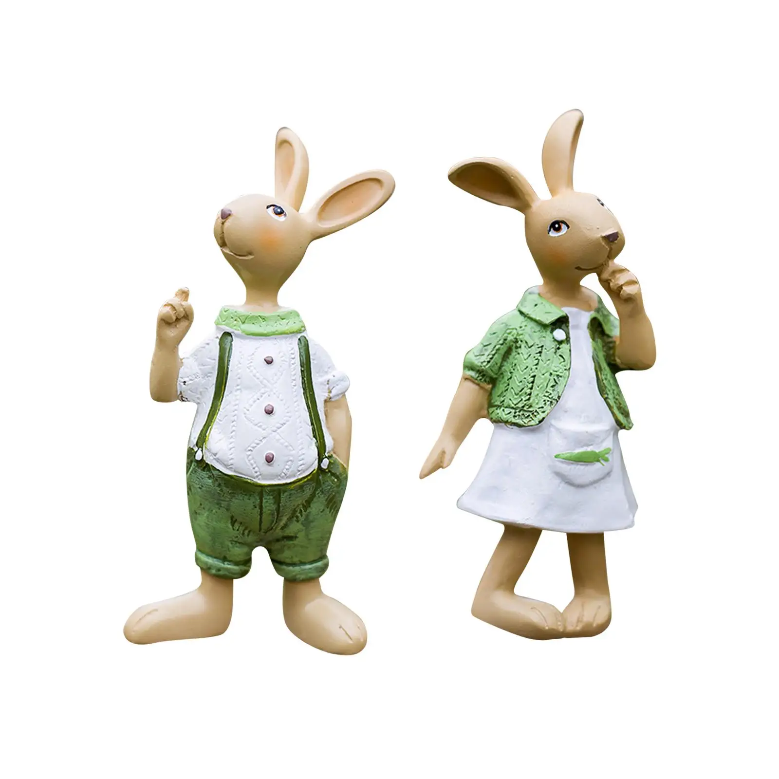 2Pcs Rabbit Garden Statue Home Lawn Art Decoration Ornaments Outdoor Standing Bunny Sculpture Rabbit Figurines Outdoor Decor