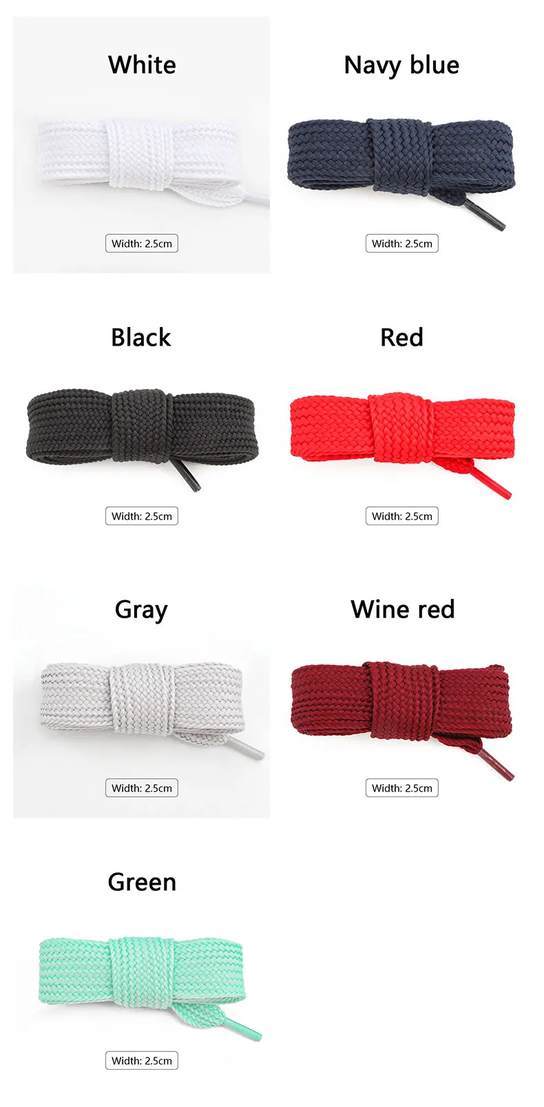 2,5 cm breitere Schnürsenkel für Schuhe, neue Turnschuhe, flache Schnürsenkel, modische Seil-Schnürsenkel, 100/120/140/160 cm, Schuhzubehör, 1 Paar – Detail 8