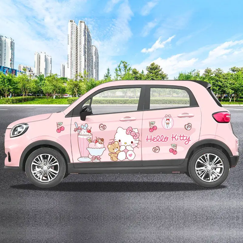 

Kawaii Sanrios Series Anime Hello Kitty Cartoon Car Refit Whole Body Sticker Cute Personality Creativity Decorate Auto Parts Hot