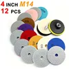 ​​12pcs 4 Inch (100mm) Diamond Polishing Pads Kit Wet/Dry for Granite Concrete Marble Stone, with 5/8"-11 Backer Pad​