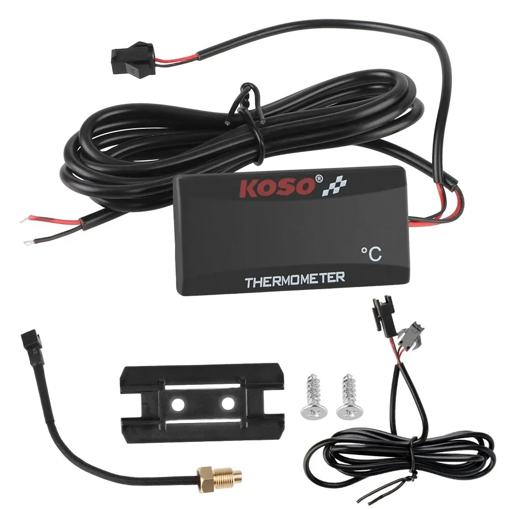 Universal Motorcycle Water Temperature Gauge with Sensor and Warning Indicator (12V, 0-120°C)
