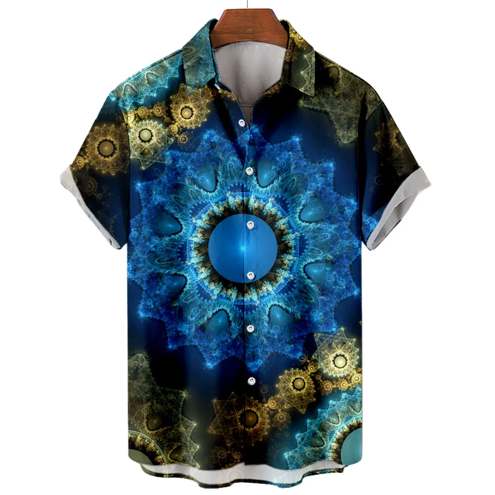 

Vintage Muslim Shirt For Men Summer Casual Short Sleeve Tops Street Daily Clothing Oversized Men's Shirt Button Lapel Shirts