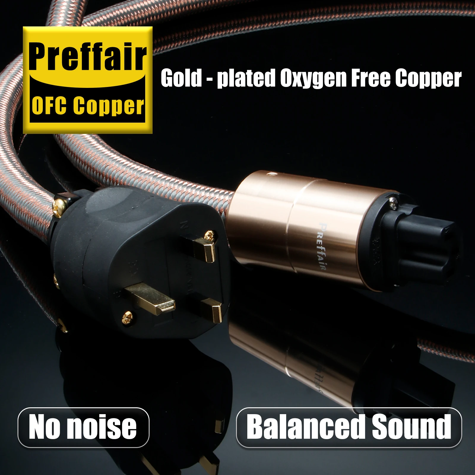 Preffair 99,9998% OFC Stromkabel Audio-CD-Verstärker Netzkabel Vergoldete EU/US/US-Stecker HIFI AC-Netzkabel – Detail 7