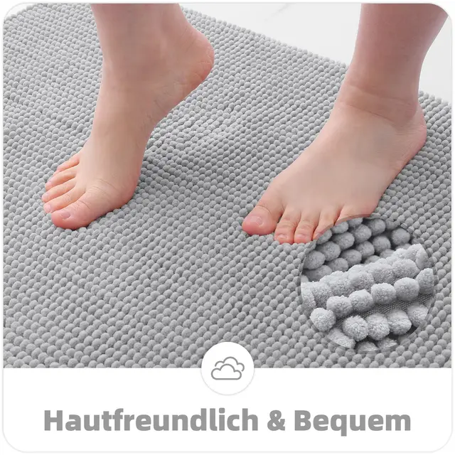 Olanly Chenille tapis de salle de bain Ultra doux absorbant bain tapis antidérapants lavable tapis de douche épais en peluche microfibre tapis de sol 4