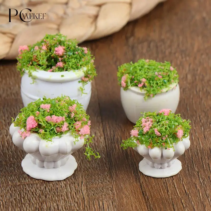 2pcs Dollhouse Furniture 1:12 Accessories Mini Green Plant Bonsai Flower Pots diy silicone mold for succulent planter create unique flower pots plant holder 3d elephant holder plaster mould