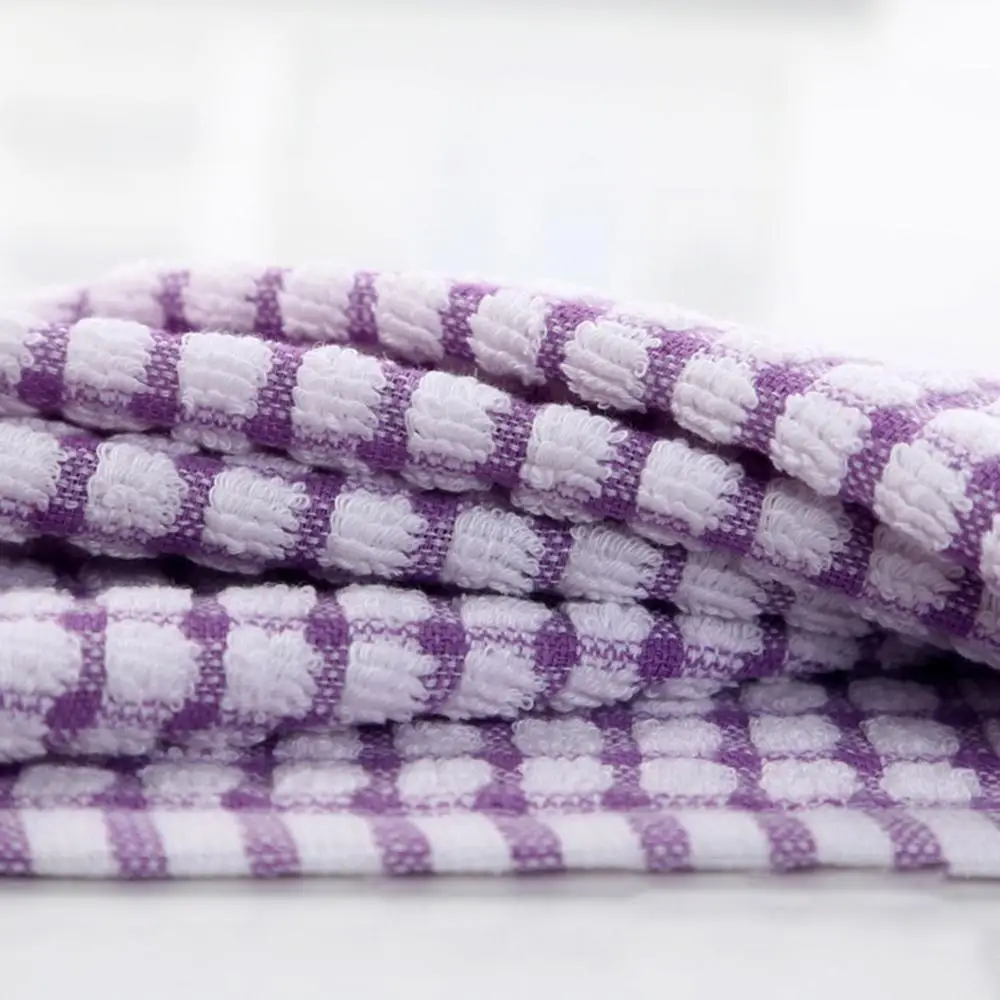 40*27cm Tea Towel Plaid Table Dishcloth Cotton Cleaning Cotton Soft Coral Fleece Microfiber Rag Pan Pot Dish Wipe Cloth Kitchen