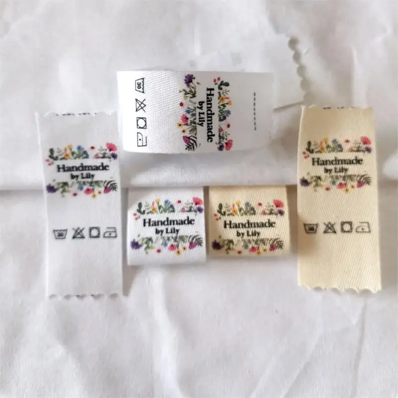 Personalize Twill Cotton Labels Clothing Private Brand Tag Handmade Twill Cotton Color Print Name Brand Labels