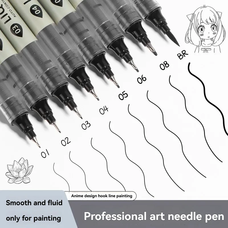 12 Pack Black Fineliner Drawing Pens, Multi Tips Fine Line Sketch Markers for Manga Art & Calligraphy Stationery 1