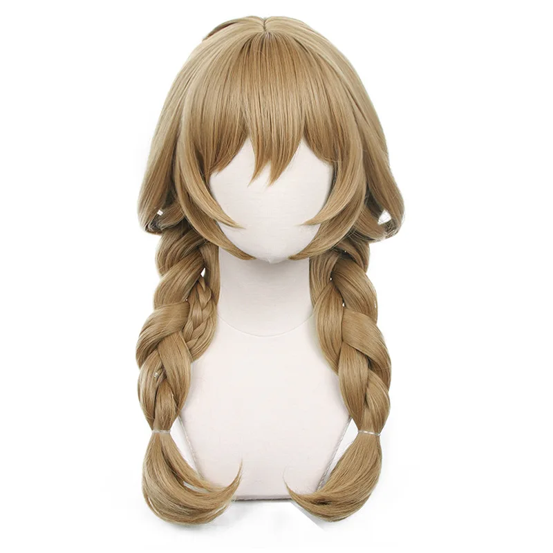 

ame Genshin Impact Cosplay Wigs Minci Lisa Cosplay Wig Woman Long Brown Double Twist Braid Wig Lisa Heat Resistant Fibre Wigs