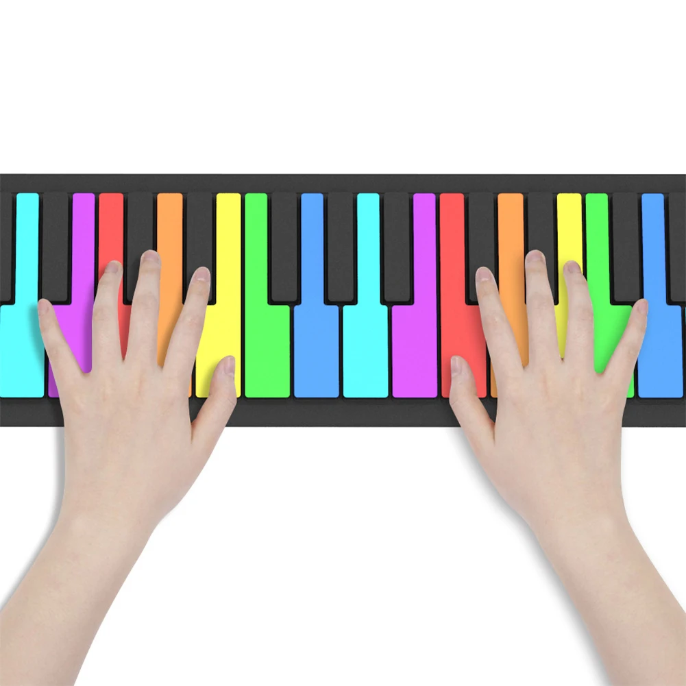 49 Keys Electronic Piano USB Input Digital Keyboard Electronic Hand Roll Piano Soft Silicone Bluetooth-Compatible Mp3 Headphone
