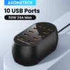 ASOMETECH 10 Port USB Charger 100V-240V EU US KR UK Plug Desktop USB Charging Station For Multiple Devices iPhone Samsung Xiaomi