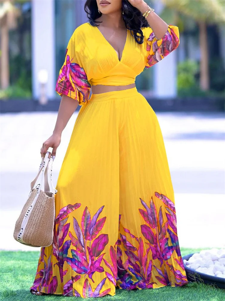 Wmstar Two Piece Set Women Sweet Top and Pants Sets Wide Leg Summer Clothes Office Lady Matching Wholesale Dropshipping 2025