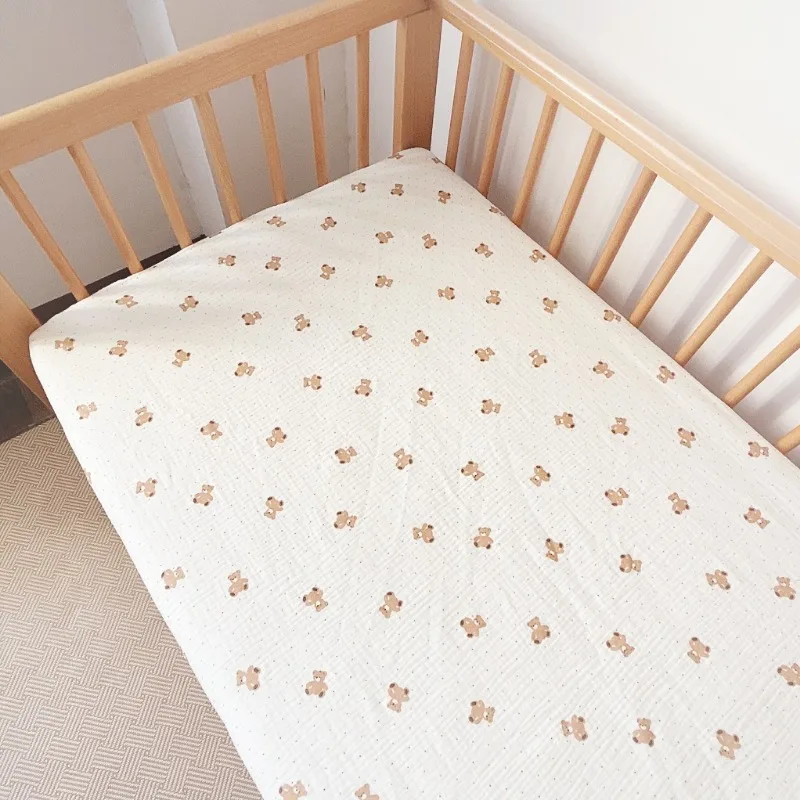 120x60cm Cotton Baby Bed Fitted Sheet Crib Fitted Sheets Bed Cover Soft Baby Mattress Cover Newborn Infant Bedding Sheet