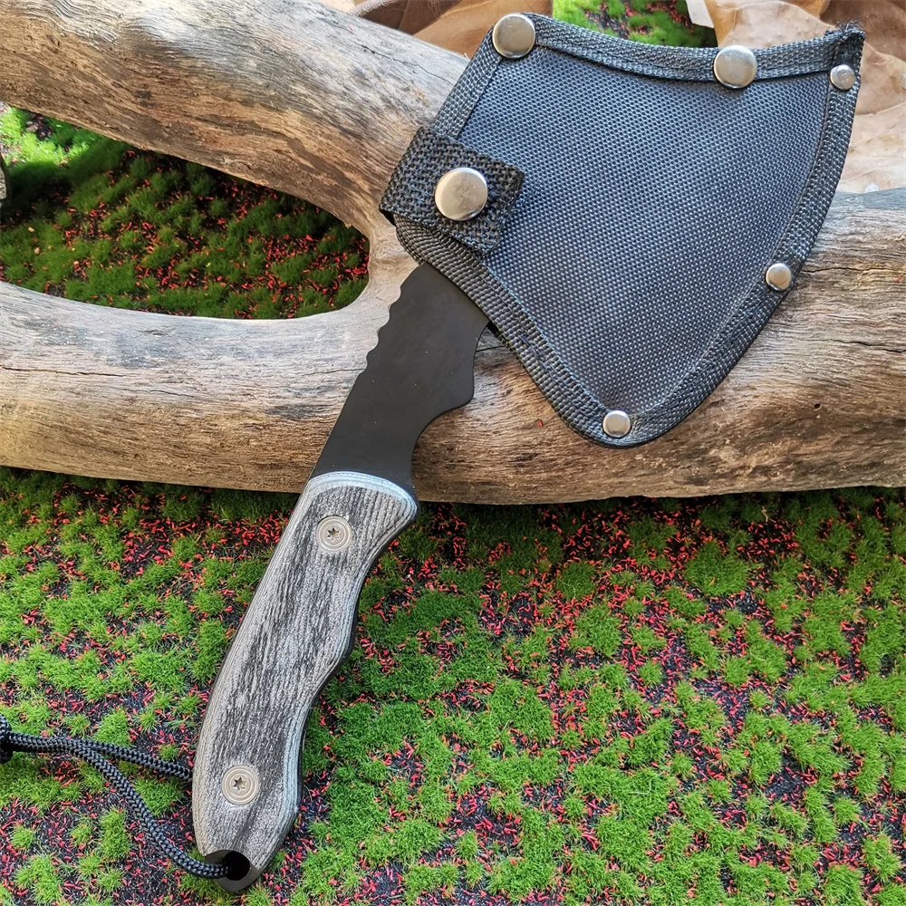 High Carbon Steel Handaxe with Black Coated Blade - Tactical Survival Camping Hatchet with Nylon Axe Cover and Bakelite Handle 6