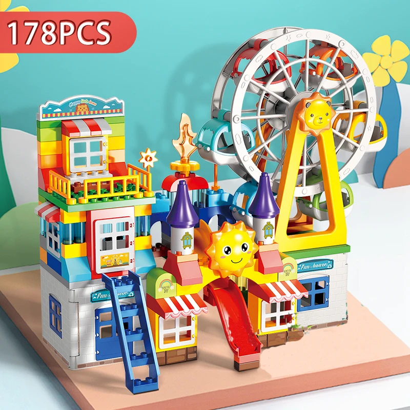 Picture of a 178 piece ferris wheel block toy set