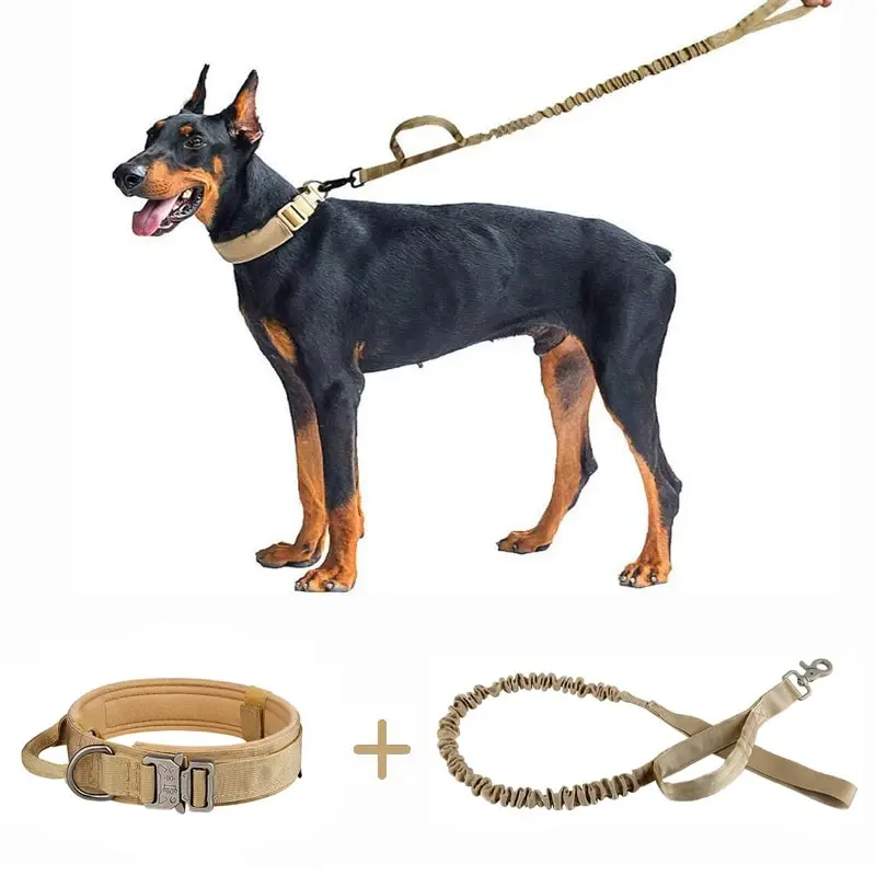 Medium And Large Breed Tactical Dog Collar And Leash Set: Suitable For All Breeds, Adjustable Durable.