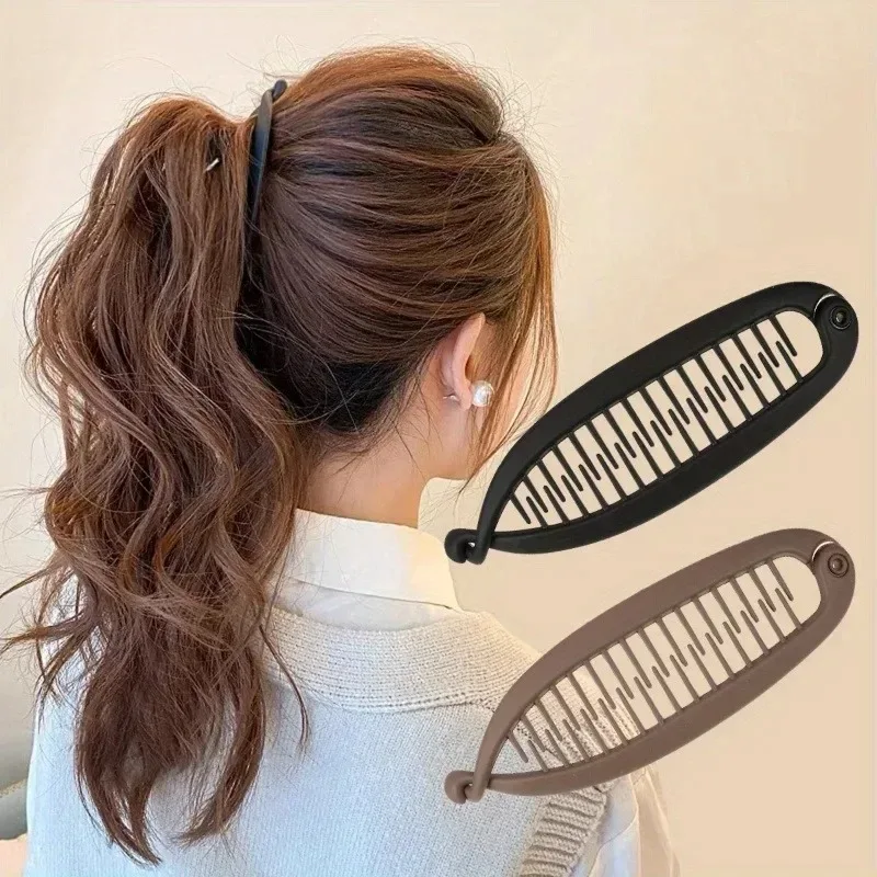 1PC 웨이브 헤어 사이드 빗, 헤어 스틱 헤어 포크, 포니테일 바나나 클립, 번 헤어 스타일링 도구