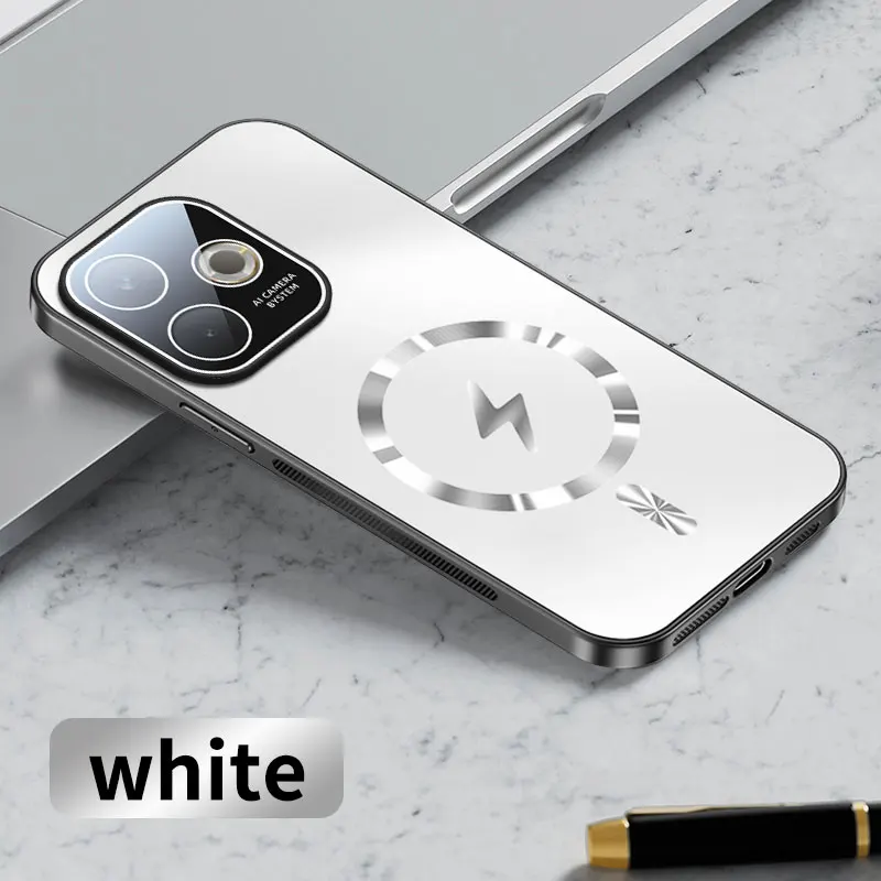 Magnetic Case with Camera Lens Protection & Magsafe Wireless Charging - Matte Frosted Back Cover