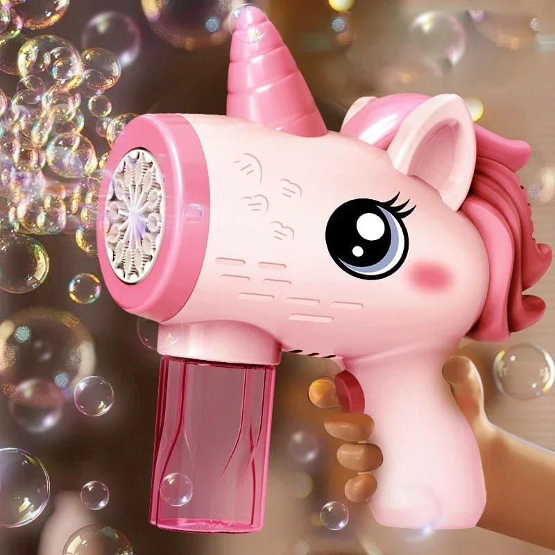 Unicorn Bubbles Machine Electric Bubble Gun Automatic Soap Blower Bubble Blowing Toy Outdoor Party Games Toy 2
