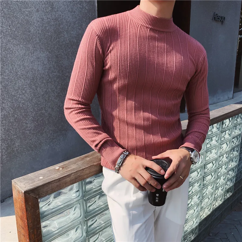 2023 New Style Male Autumn Winter Keep Warm Knitting Sweater/Men's Slim Fit High Quality Knit Shirt Set Head Sweaters Clothing
